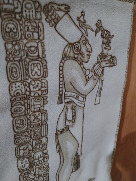 Tablou mayas pe piele naturala