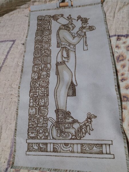 Tablou mayas pe piele naturala